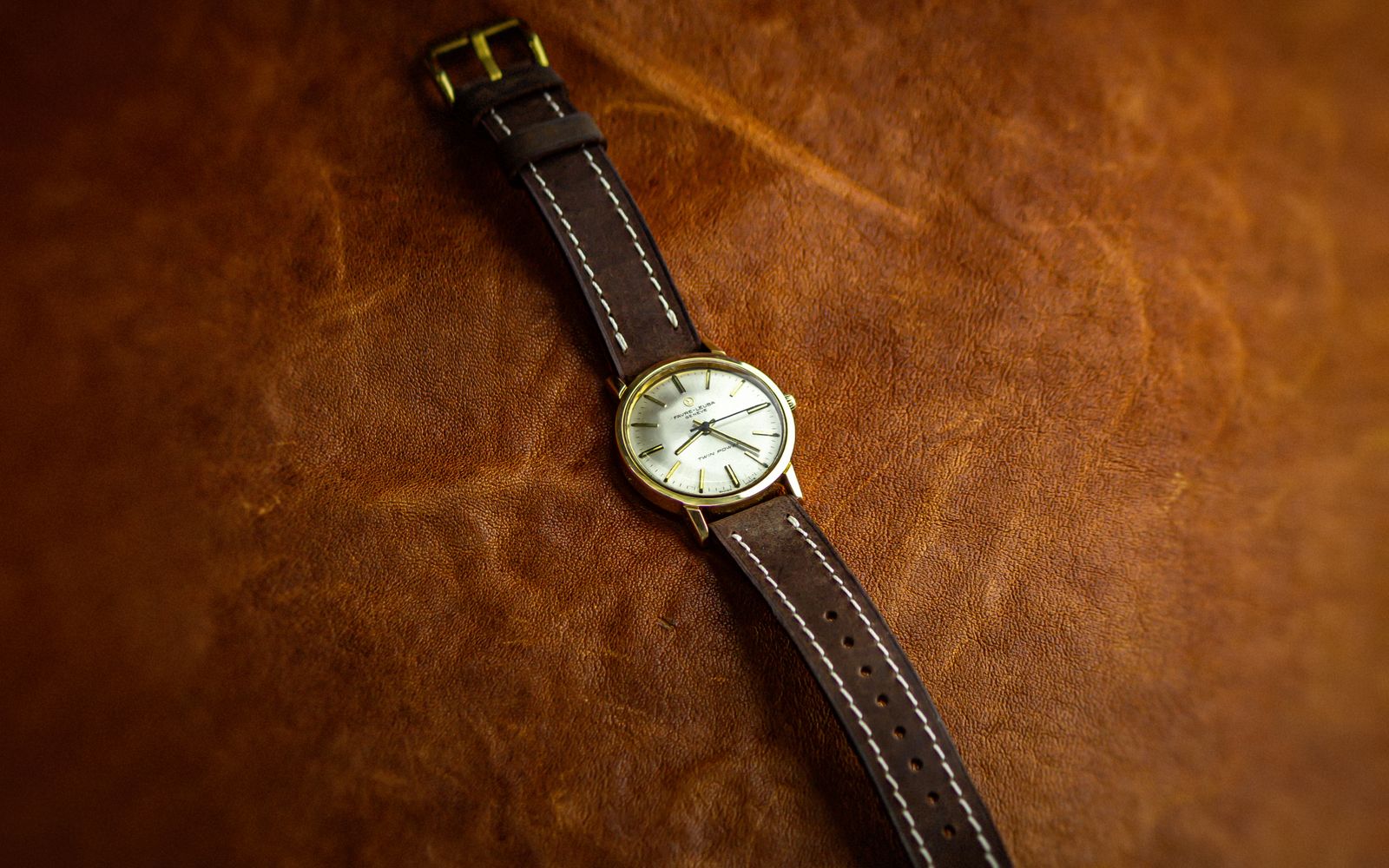 Vintage watch with a leather strap